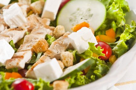 Grilled chicken salad with feta cheeseの写真素材