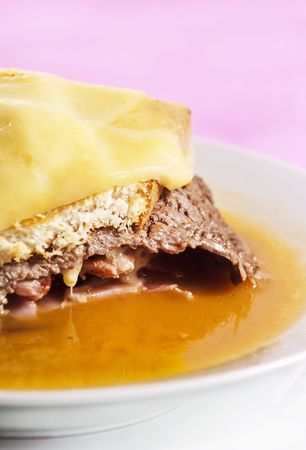  beef steak sandwich with a rich spicy sauceの写真素材