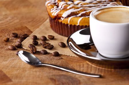 Fresh doughnut and cookies with an espressoの写真素材