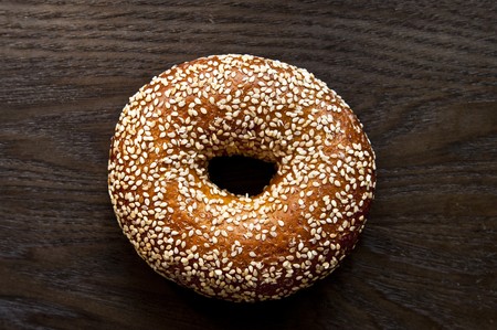 Close up shot of different types of bagelsの写真素材