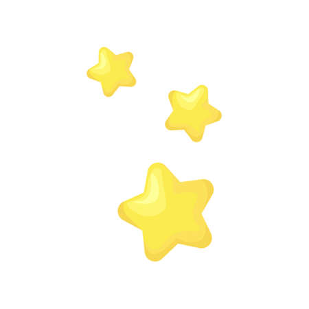 Cute bright yellow stars isolated on white background. Cartoon adorable decorations for banner, children t-shirt, gift, present. Easy to edit vector illustration. Party, birthday invitation elements.のイラスト素材