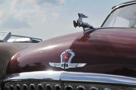 MOSCOW, RUSSIA -  July 12, 2009: Soviet car GAZ-21 \"Volga\" second series, the exhibition Autoexotics, Moscow, Tushino. A fragment of the bow.のeditorial素材