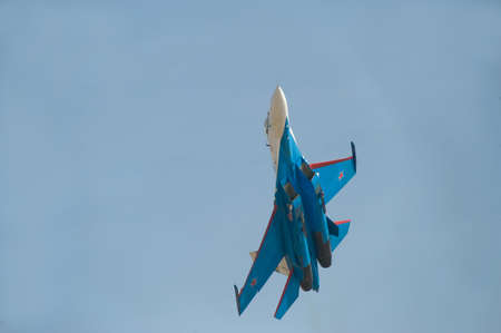 Moscow region, Kubinka, RUSSIA - April 19, 2013: Four Russian Su-27 aerobatic team Russian knights...