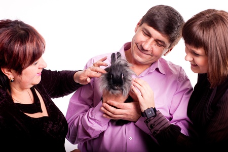 family in studio isolated on whiteの写真素材