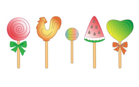 the watermelon lollipop is drawn in the form of a contour coloring. Vector illustrationのイラスト素材
