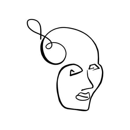 Woman face continuous line drawing. Abstract minimal woman portrait.のイラスト素材