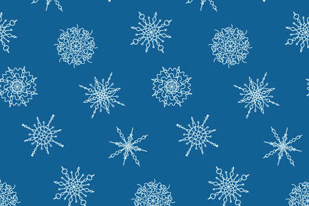 Beautiful seamless pattern with amazing snowflakes. Winter background for Christmas or New Year...
