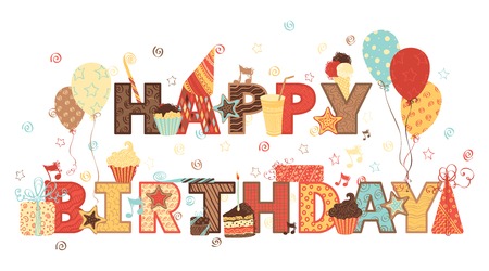 Happy Birthday! Ornate text and birthday elements for your design.