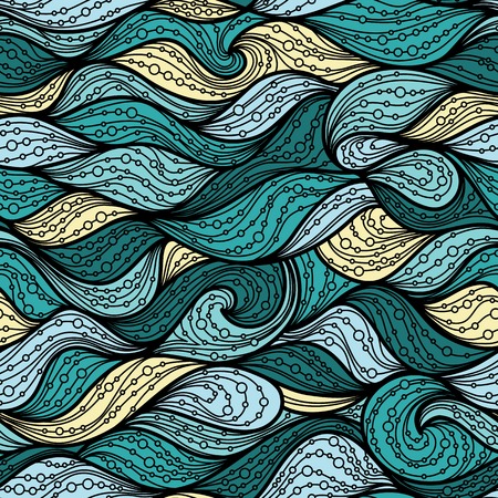 Ornate seamless sea pattern. Bright seamless texture with abstract colourful waves.のイラスト素材