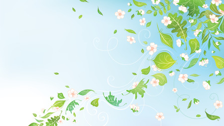 Spring in the air. Spring background for your design with  place for your text in the sky.のイラスト素材