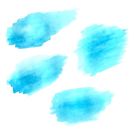 Vector watercolor stains. Hand-drawn blue brush strokes isolated on white background.のイラスト素材