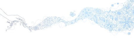 Floral scarf. Illustration with abstract floral elements and patterns isolated on white background.のイラスト素材