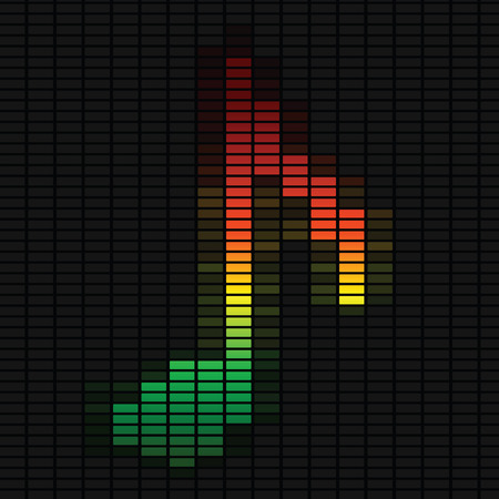 Music note on equalizer. Vector music illustration on black background.のイラスト素材