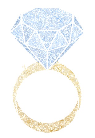 Floral ring. Illustration with abstract floral elements and patterns for your design isolated on white background.のイラスト素材