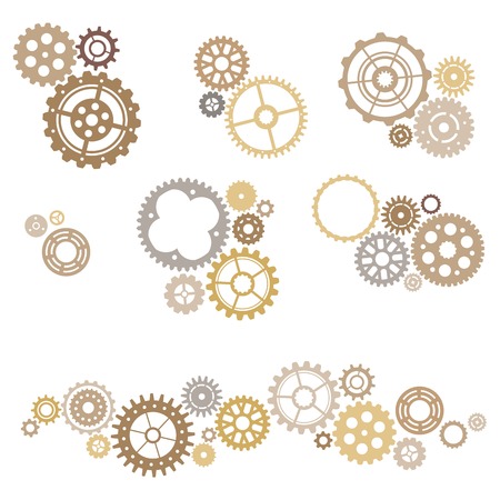 Gears set. Vector set of various gears isolated on white background.のイラスト素材