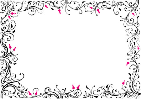 Black and pink ornate frame. There is place for text in the center.のイラスト素材