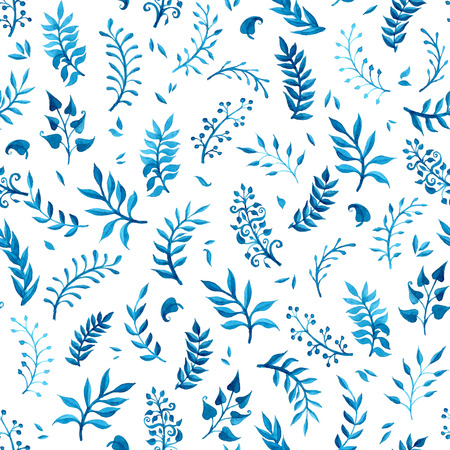 Watercolor blue seamless pattern. Handdrawn nature background. Vector illustration.のイラスト素材