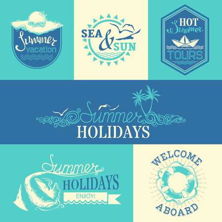 set of summer labels and emblemsのイラスト素材