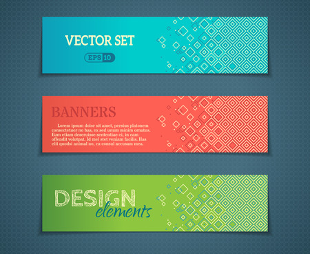 Vector set of banner templates. Blue, red and green designs. There are places for text.のイラスト素材