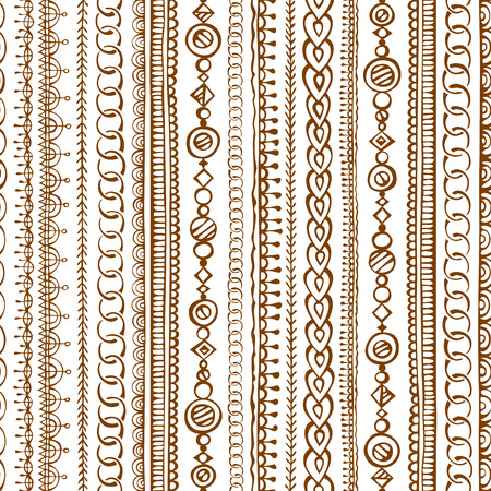 Seamless doodles ethnic pattern. hand-drawn boundless textureのイラスト素材