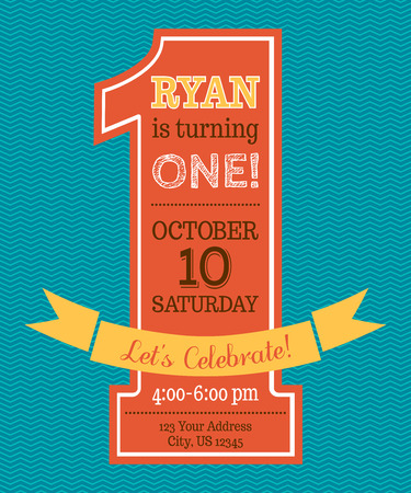 One year Birthday invitation. Flat vector template. Vector illustration. One year Birthday invitation. Flat vector template. Vector illustration.