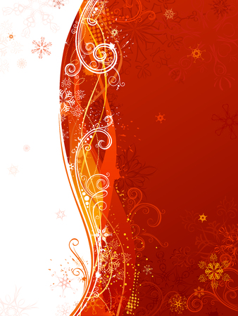 Red and white Christmas background. Ornate Christmas background with copy space for your text on red and white areas.のイラスト素材