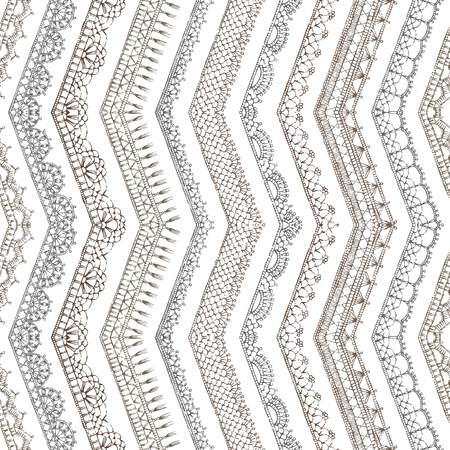 Sketch hand-drawn pattern. Knitted crochet texture, handmade lacy decorations.のイラスト素材