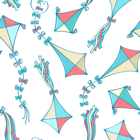 Vector seamless pattern of kites. Boundless background can be used for web page backgrounds, wallpapers, wrapping papers and invitations.のイラスト素材