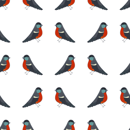 Cartoon birds on white background. Boundless background for your design. Seamless repeating tiles.のイラスト素材