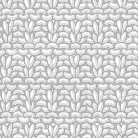 Hand-knitted boundless background. High detailed knitting fabric material. Hand-drawn white cotton knitwear.のイラスト素材