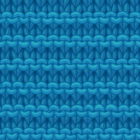 Blue cotton hand-knitted fabric material. High detailed knitting boundless background. Hand-drawn woolen knitwear.のイラスト素材