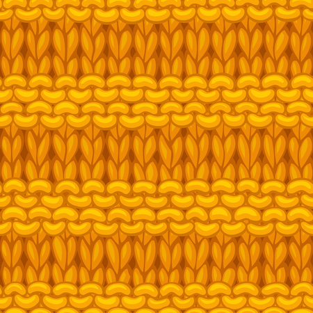 Yellow cotton hand-knitted fabric material. High detailed knitting boundless background. Hand-drawn woolen knitwear.のイラスト素材