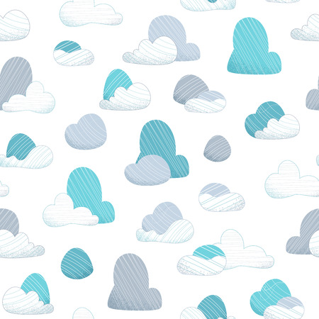 Various stones on white. Nature boundless background. Flat illustration with linear elements.のイラスト素材