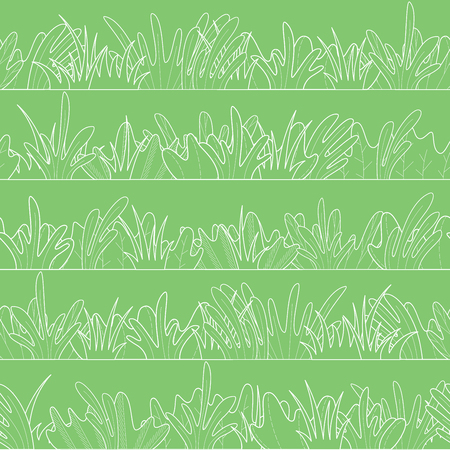 White grass and leaves on a green background. Boundless summer design elements.のイラスト素材