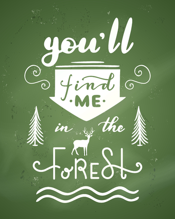Unique hand-drawn quote. Vector chalk lettering on green blackboard background. Ready to use prints for poster, mug, banner, bag, card or t-shirt design.のイラスト素材