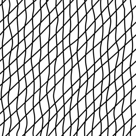 Checkered freehand seamless pattern. Irregular diagonal and vertical lines doodle drawing. Thin handdrawn line art. Monocolor vector texture. Fabric, textile, wrapping paper, wallpaper designのイラスト素材