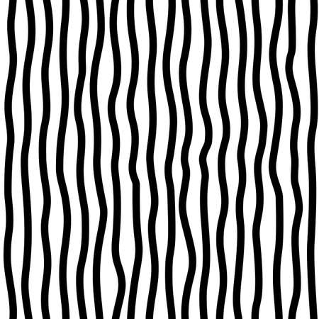 Vertical lines hand drawn seamless pattern. Ink pen freehand irregular thick strokes line art. Monochrome vector texture. Wrapping paper, wallpaper, textile modern designのイラスト素材