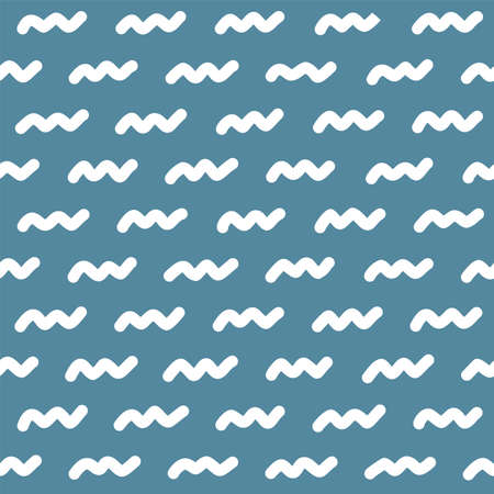 Irregular chalk zigzag handdrawn seamless pattern. Uneven lines monocolor drawing. Ink pen freehand shapes line art. Monochrome texture. Fabric, textile, wrapping paper, surface design,のイラスト素材