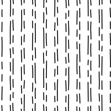Vector vertical dashes hand drawn seamless pattern. Uneven ink lines monocolor drawing. Irregular freehand shapes line art. Monochrome texture. Wrapping paper, wallpaper, textile modern designのイラスト素材