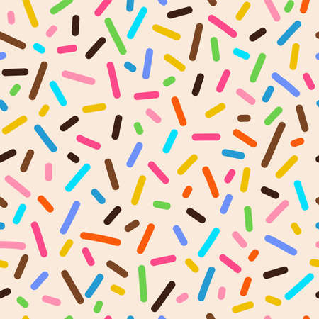 Donut vanilla glaze, creamy cupcake icing seamless pattern. Pastry decor on white backdrop. Sugary dessert decoration creative fabric, textile, wrapping paper, wallpaper color vector designのイラスト素材