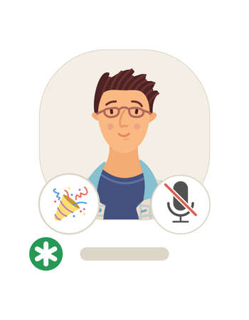 Man profile in Clubhouse mobile app flat vector illustrationのイラスト素材