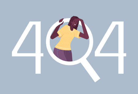 African-American young woman in error number sign on greyのイラスト素材