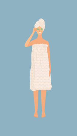 Young girl using natural products for skin careのイラスト素材
