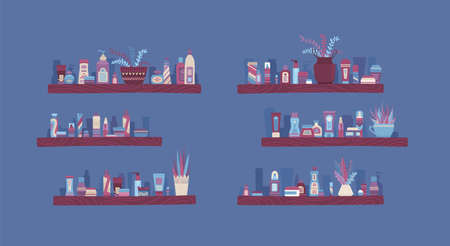 Natural eco-friendly skincare cosmetics vector cartoon illustrationのイラスト素材