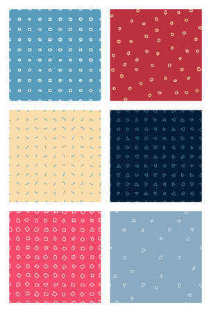 Abstract hand drawn color seamless patterns setのイラスト素材
