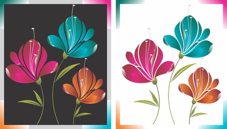 Set of flower frameのイラスト素材