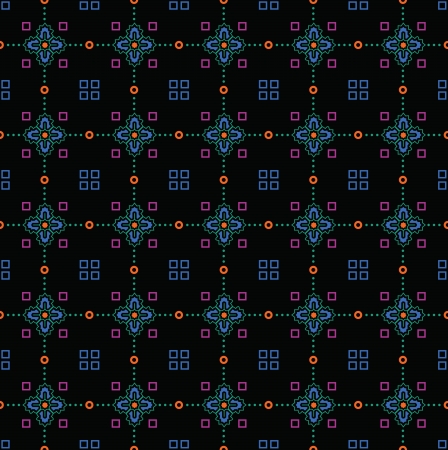 Floral seamless background on blackのイラスト素材