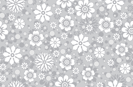 Floral silver background-patternのイラスト素材