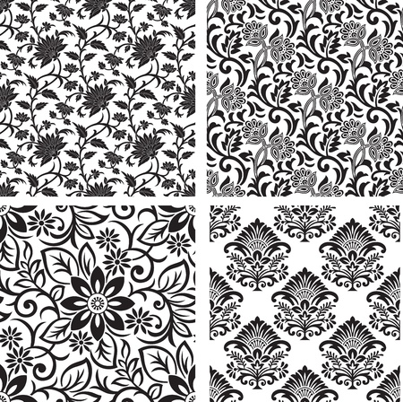 Seamless set of floral backgroundのイラスト素材
