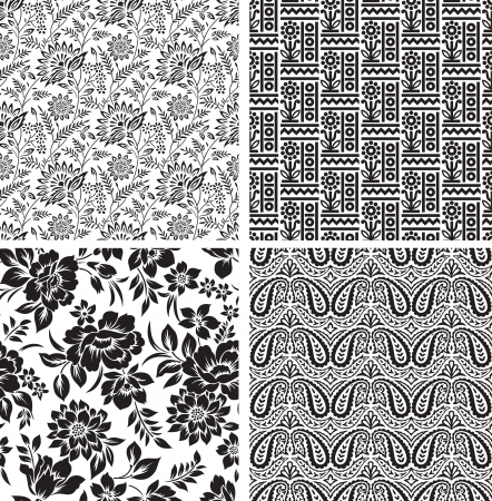 Set of seamless flower backgroundのイラスト素材